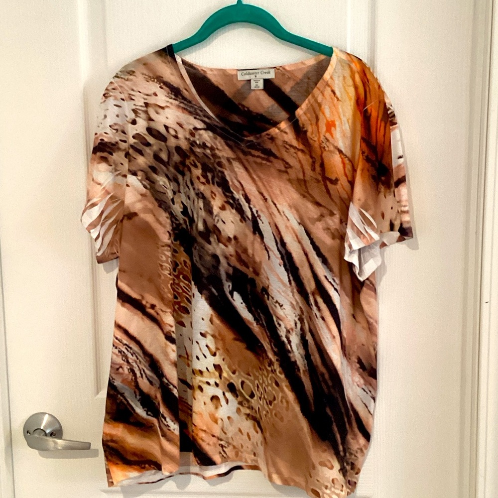 Coldwater Creek Women's Short Sleeve Tee - Brown and Black